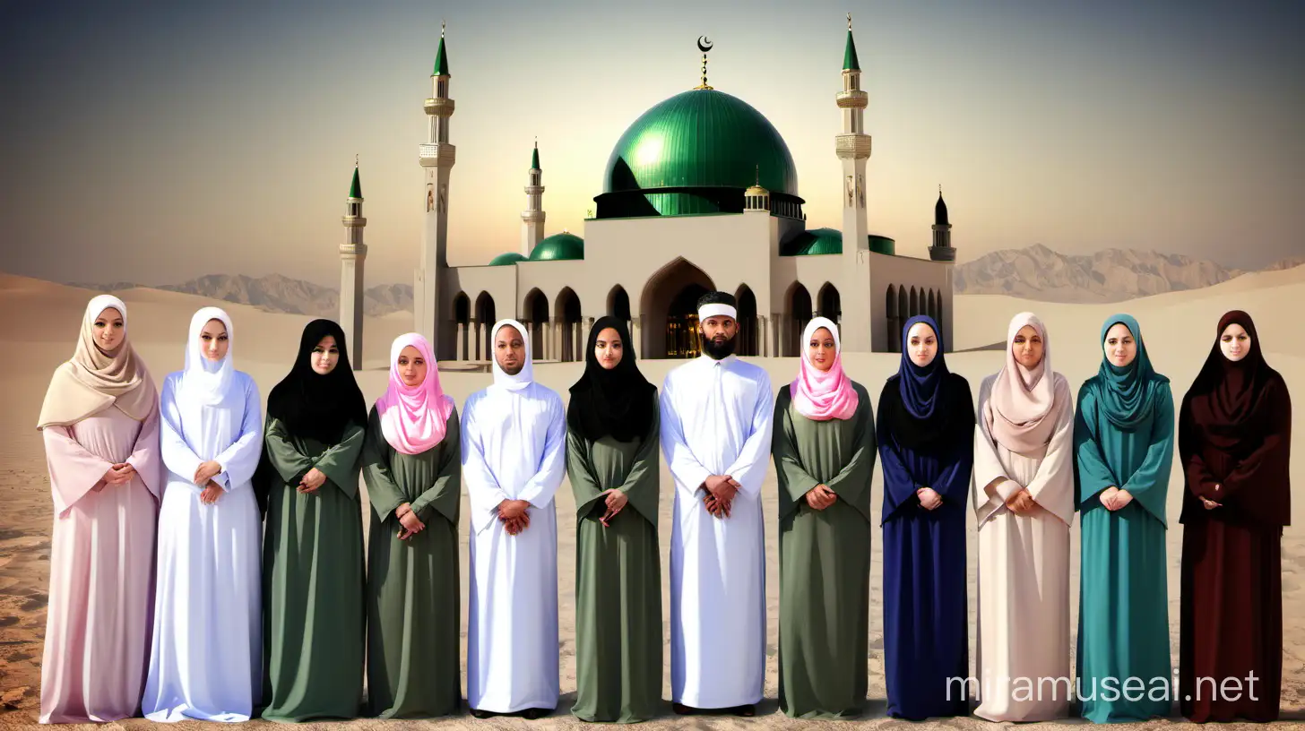 Prophet Muhammad with His Eleven Wives in Traditional Setting