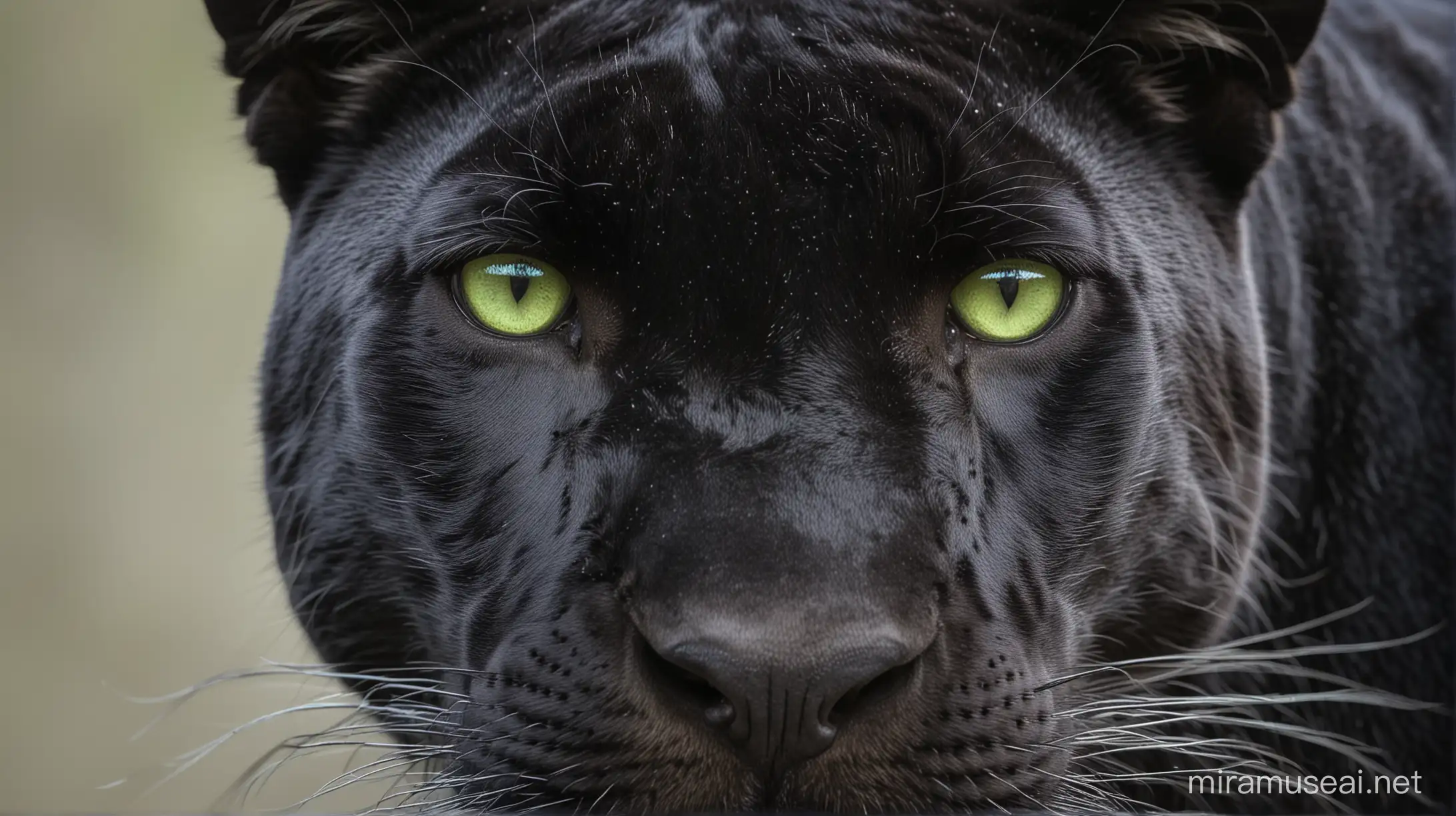 Intense Panther Portrait with Piercing Green Eyes