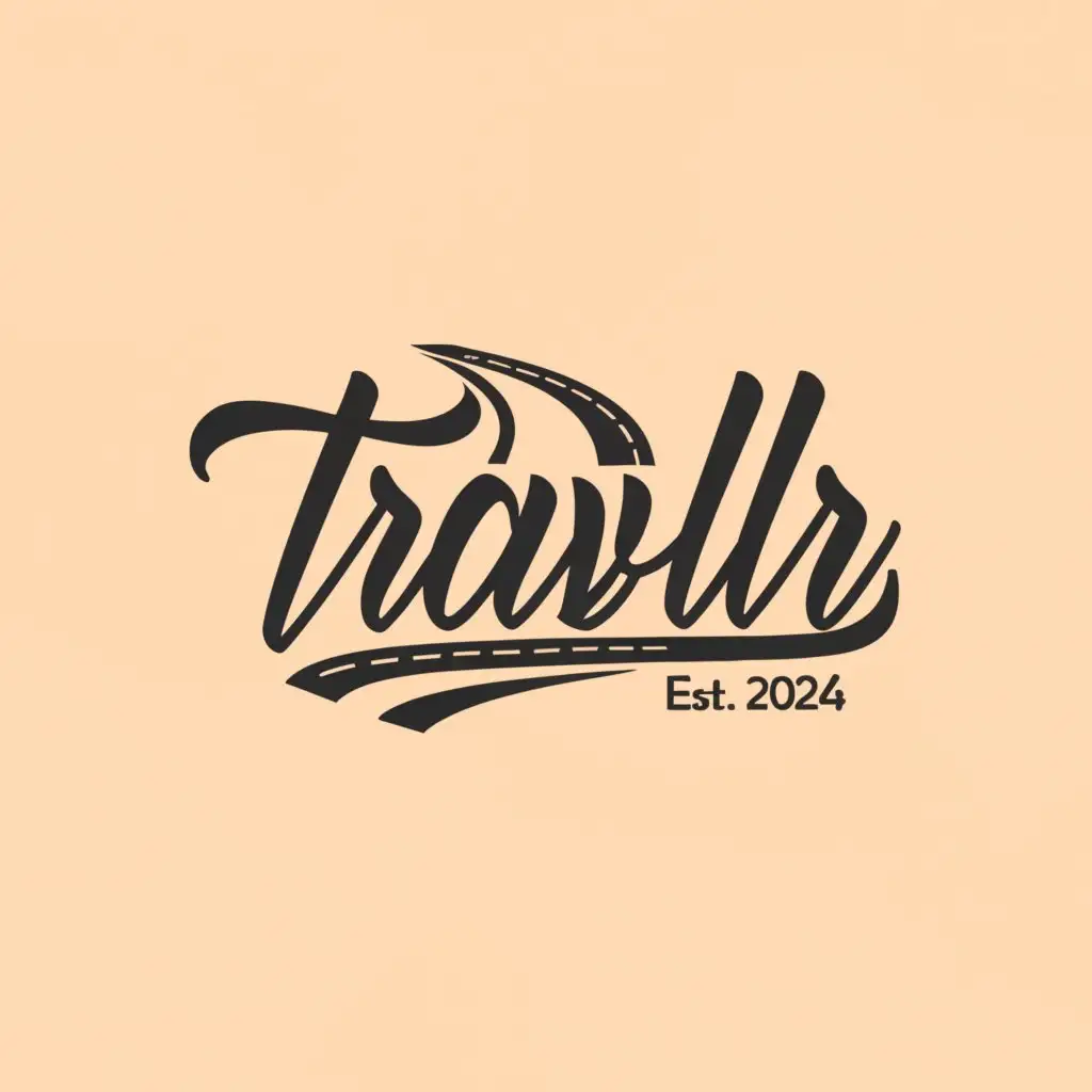 a logo design,with the text 'Travlr' and " EST. 2024", main symbol:road,Moderate, be used in Travel industry, clear background,