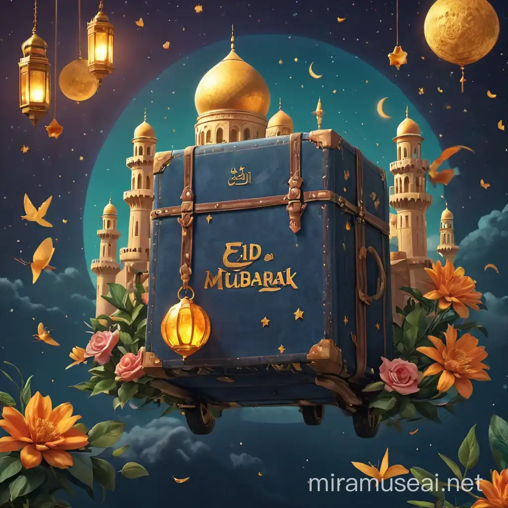 Eid Mubarak Celebration Travels Vibrant Creative Background