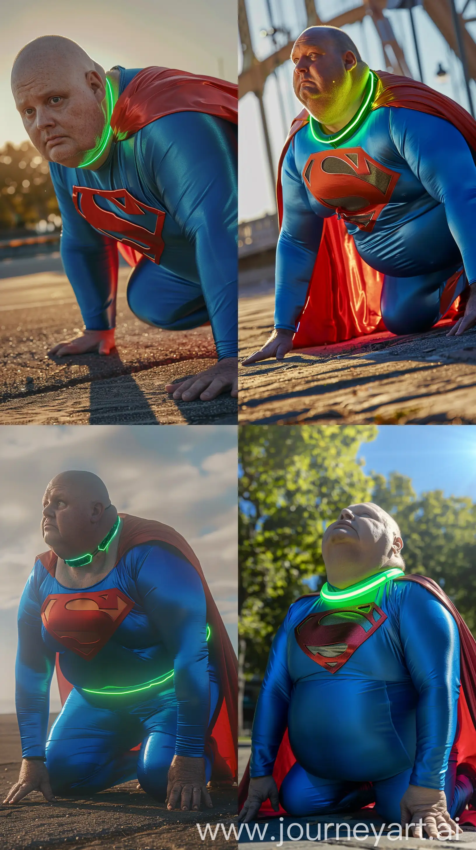 Elderly-Superman-Gazing-at-the-Sky-in-Vibrant-Blue-Costume