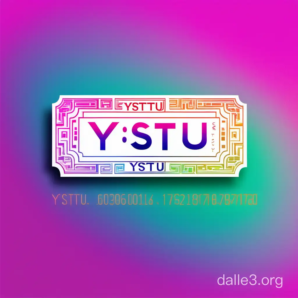 Билет, с градиентной заливкой, современные цвета, Holographic, надпись "YSTU"
