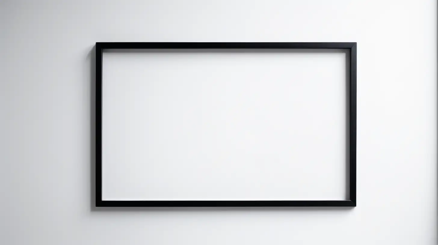 Tiny minimalistic black frame on the wall. Artistic, minimalistic. Horizontal.
