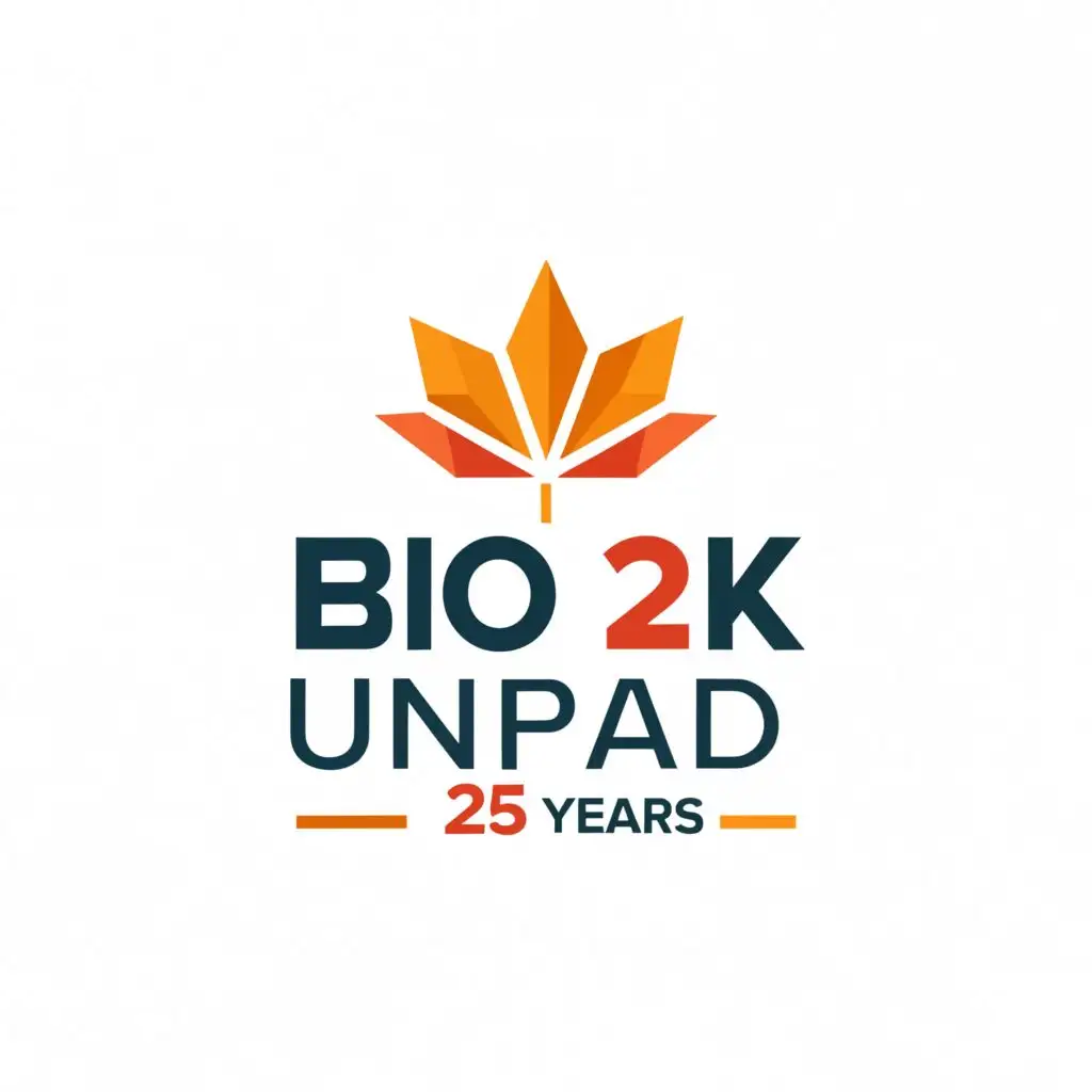 a logo design,with the text "BIO 2K UNPAD 25 Years", main symbol:maple leaf,Minimalistic,be used in Education industry,clear background