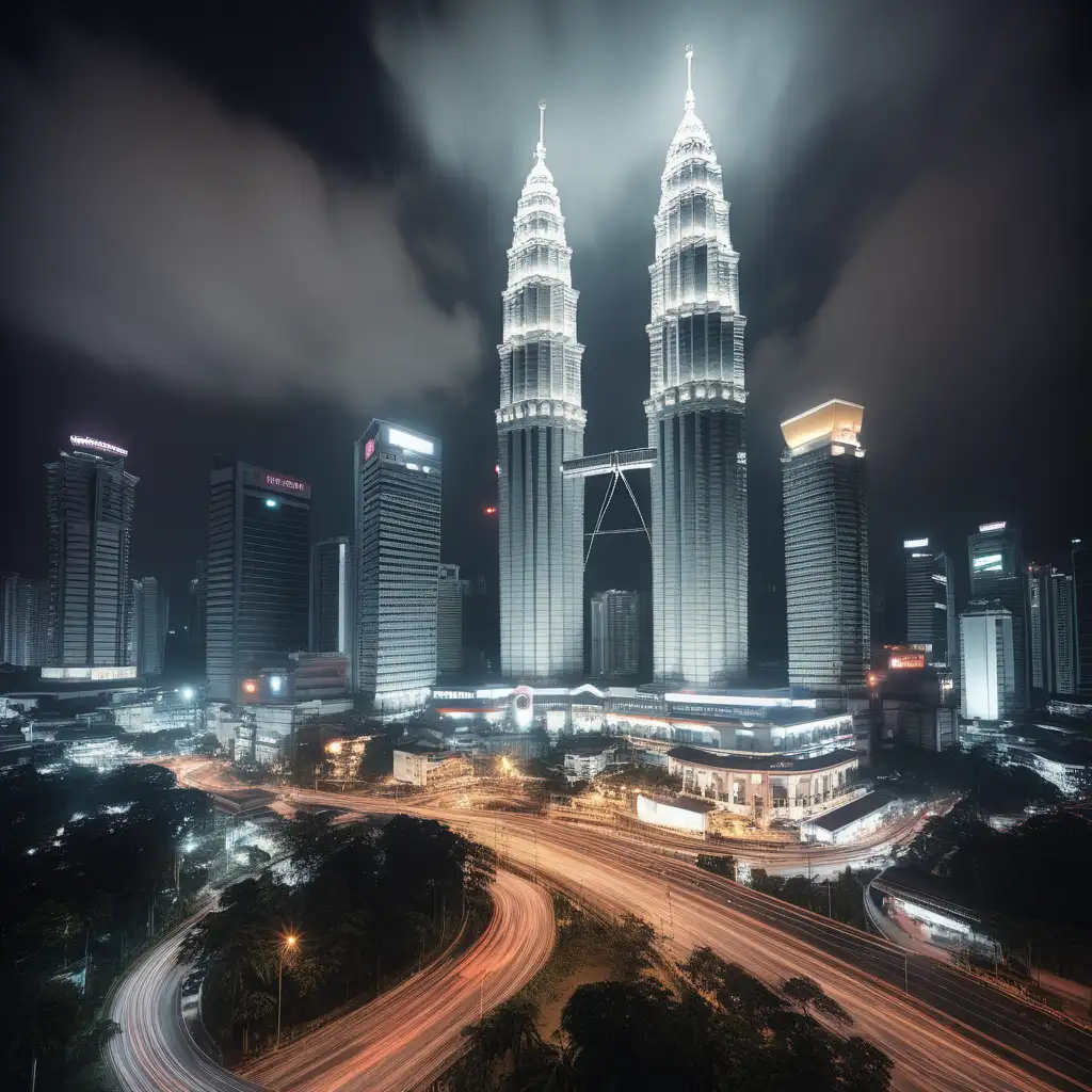 Vibrant Kuala Lumpur Night Skyline in UltraRealistic Long Exposure Photography