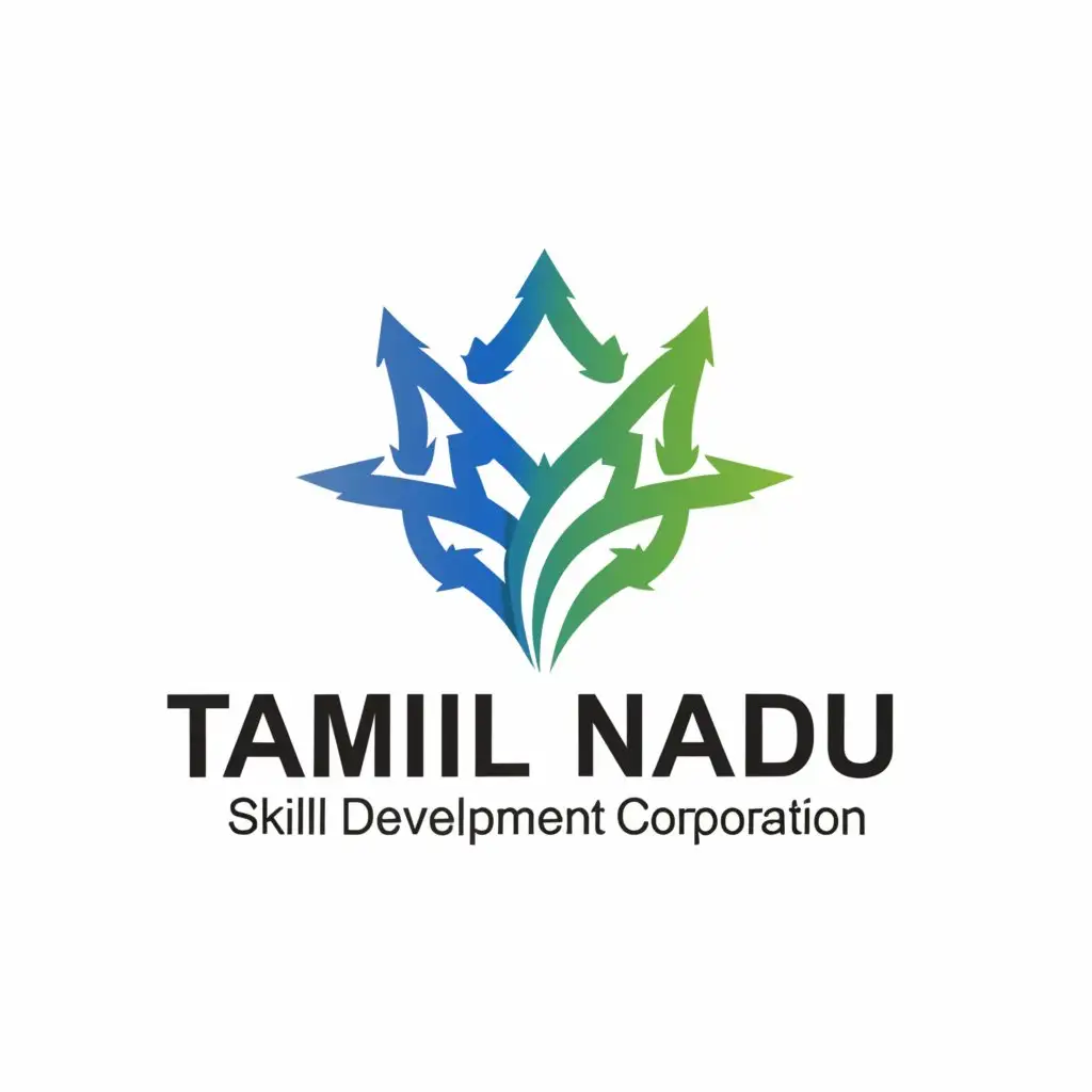 a logo design,with the text "Create a logo for the Tamil Nadu Skill Development Corporation", main symbol:Skill Development: The logo should visually convey the idea of skill enhancement and improvement.

Industry Relevance: Incorporate elements or symbols that represent various industries to signify relevance.

Employability: Include imagery that suggests readiness for employment and career advancement.

Collaboration: Integrate visual elements that symbolize teamwork and cooperation among stakeholders.

Quality Training: Represent the concept of high-quality education and training through design elements.

Placement: Depict pathways or symbols indicating successful job placement and career progression.

Colour Consideration:

Primary Colour: Choose a shade symbolizing progress and professionalism.

Secondary Colour: Opt for a vibrant and energetic color to signify optimism and enthusiasm.

Accent Colour: Use a color that exudes trust and stability.

Overall Style:

Modern and Professional: Employ sleek and clean lines, contemporary fonts, and minimalist design elements.

Approachable: Balance professionalism with approachability by incorporating friendly shapes and inviting imagery.

Vibrant and Optimistic: Infuse the design with energy and positivity to reflect the potential for growth and success in skill development.

By aligning the design with these guidelines, participants can create a logo that effectively represents the essence of TNSDC while appealing to a broad audience.,Minimalistic,be used in Education industry,clear background