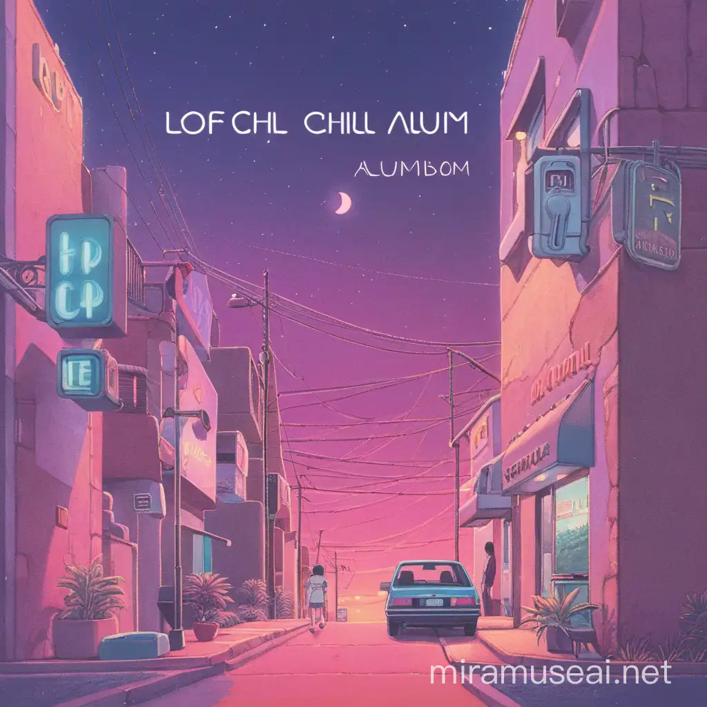 Relaxing Lofi Music Album Cover with Chill Vibes and Artistic Design