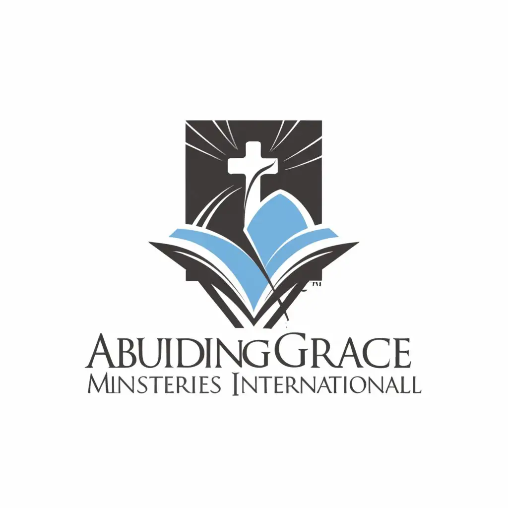 a logo design,with the text 'Abounding Grace Ministries International', main symbol:Bible and cross,Moderate,be used in Religious industry,clear background
