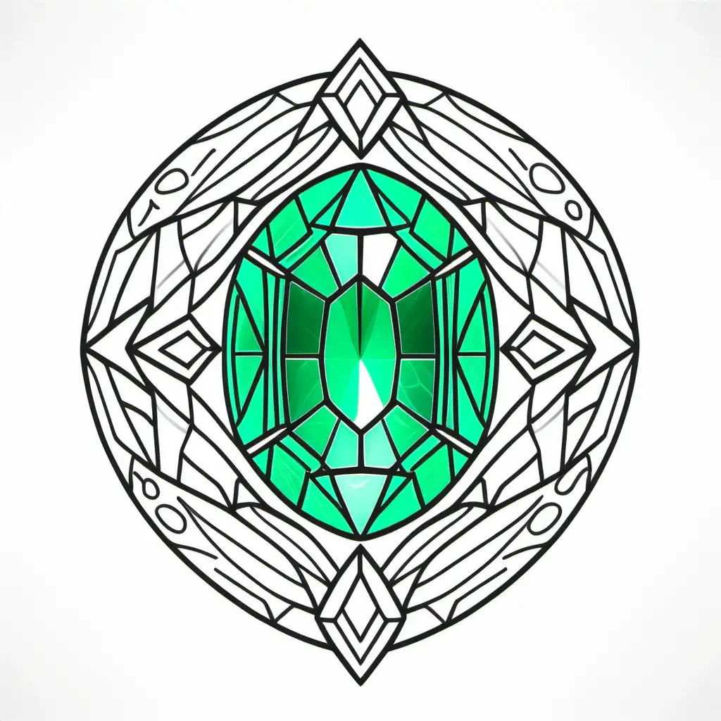 Emerald Stone Coloring Page for Children Single Line Doodle Art