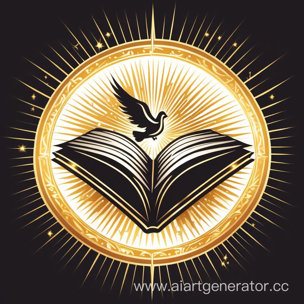 Radiant-Inspirational-Ebook-Store-Logo-Open-Book-with-Golden-Rays-and-Symbolic-Motifs