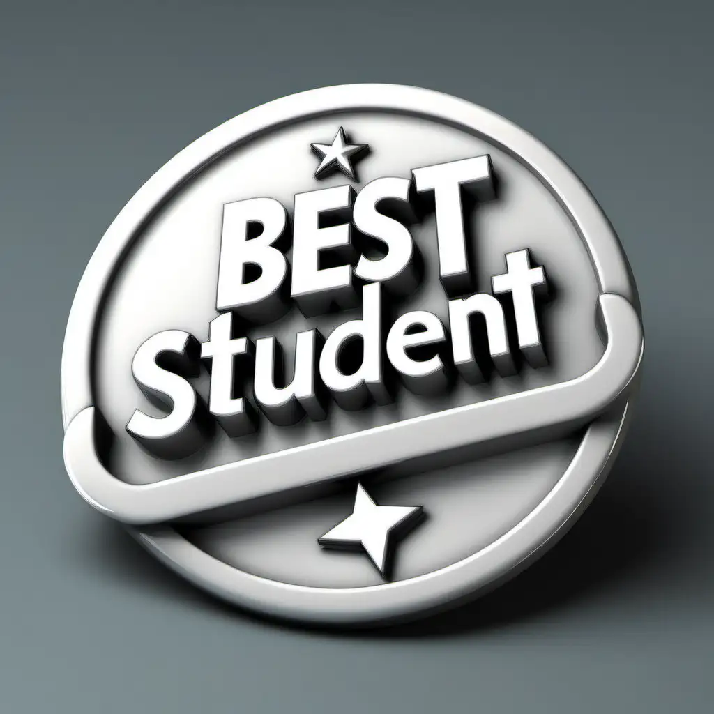 значок  с надписью "Best student" в 3д