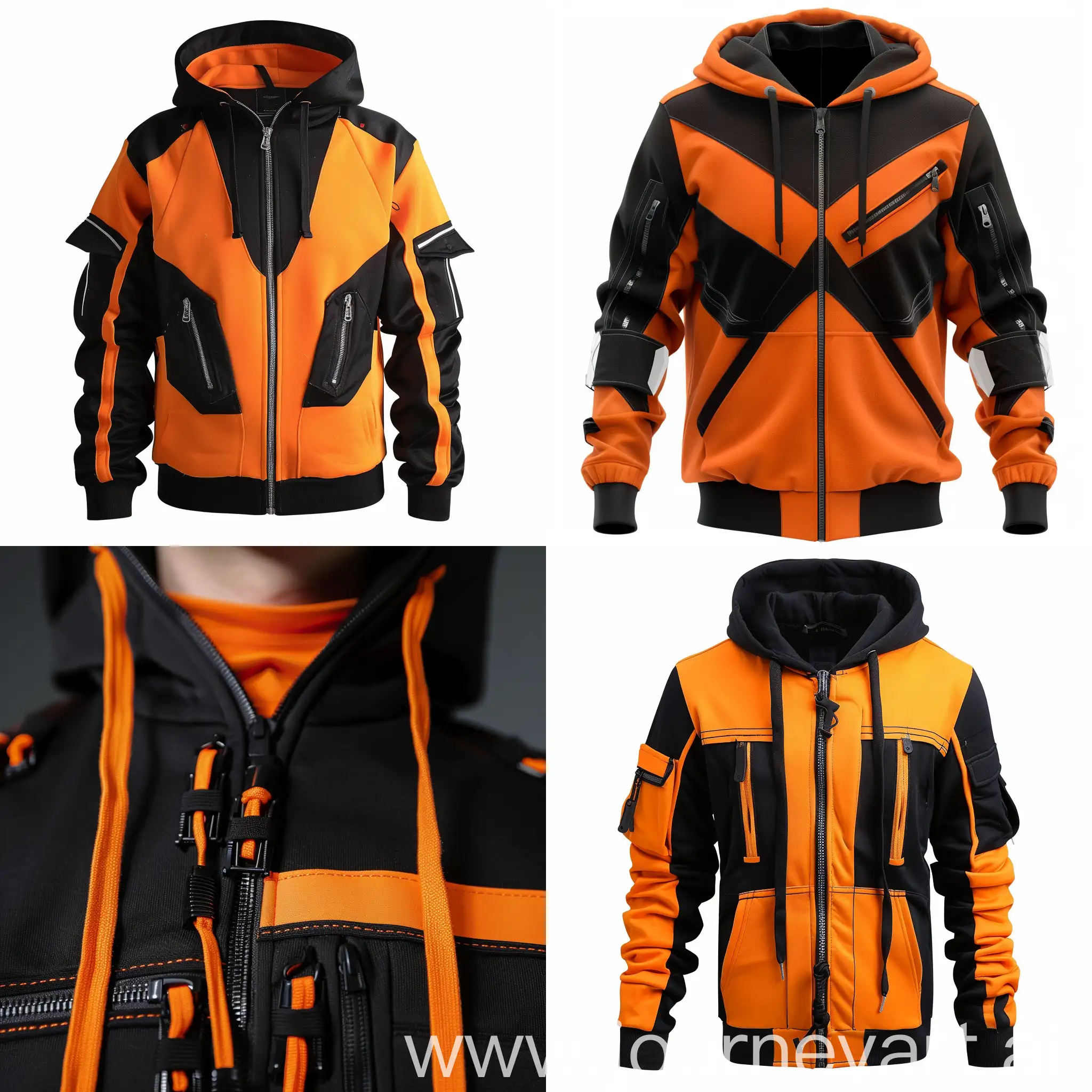 Black-and-Orange-Call-of-Duty-Warzone-Hoodie-with-Zippers