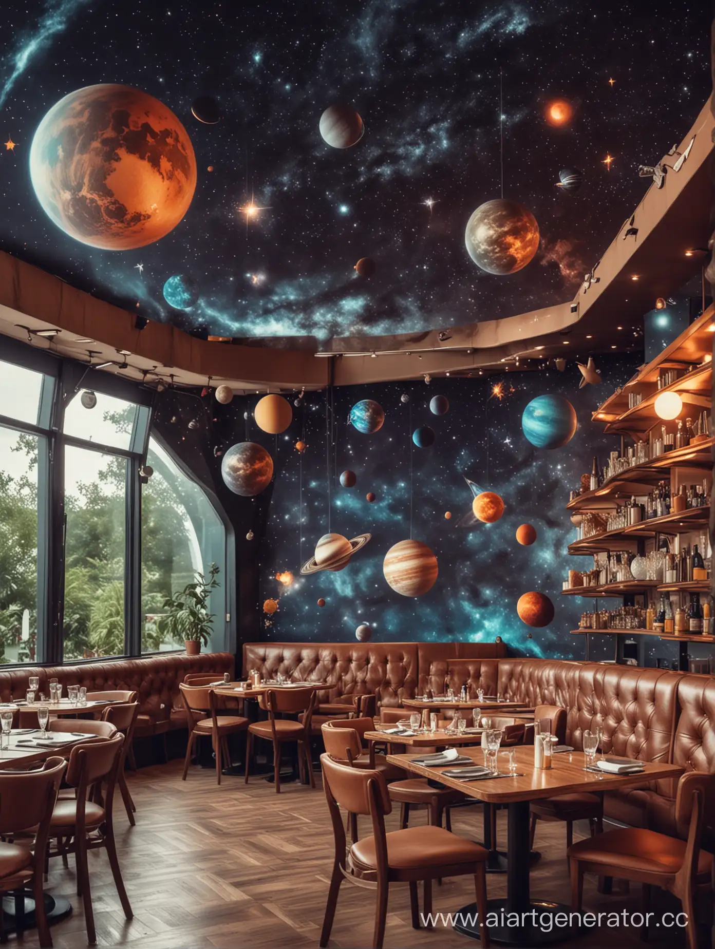 Retro-SpaceThemed-Restaurant-with-14-Unique-Planet-Tables