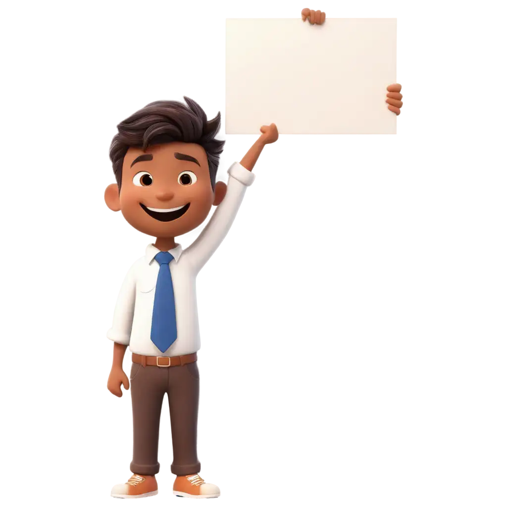 Cartoon-Boy-in-School-Dress-Holding-Banner-PNG-Image-Coffee-Color-Pant-and-White-Shirt