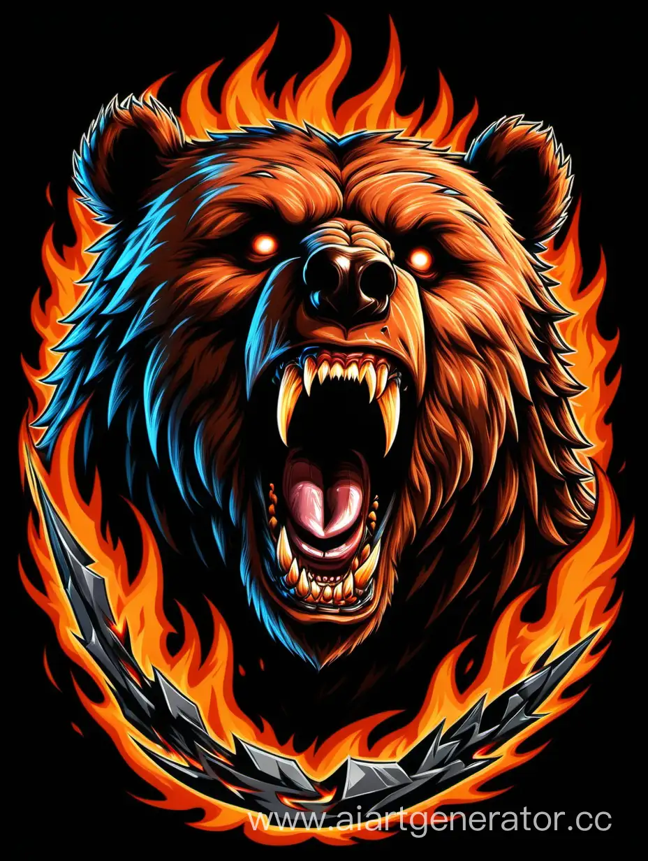 Ferocious-Bear-with-Sharp-Fangs-in-the-Fiery-Grasp