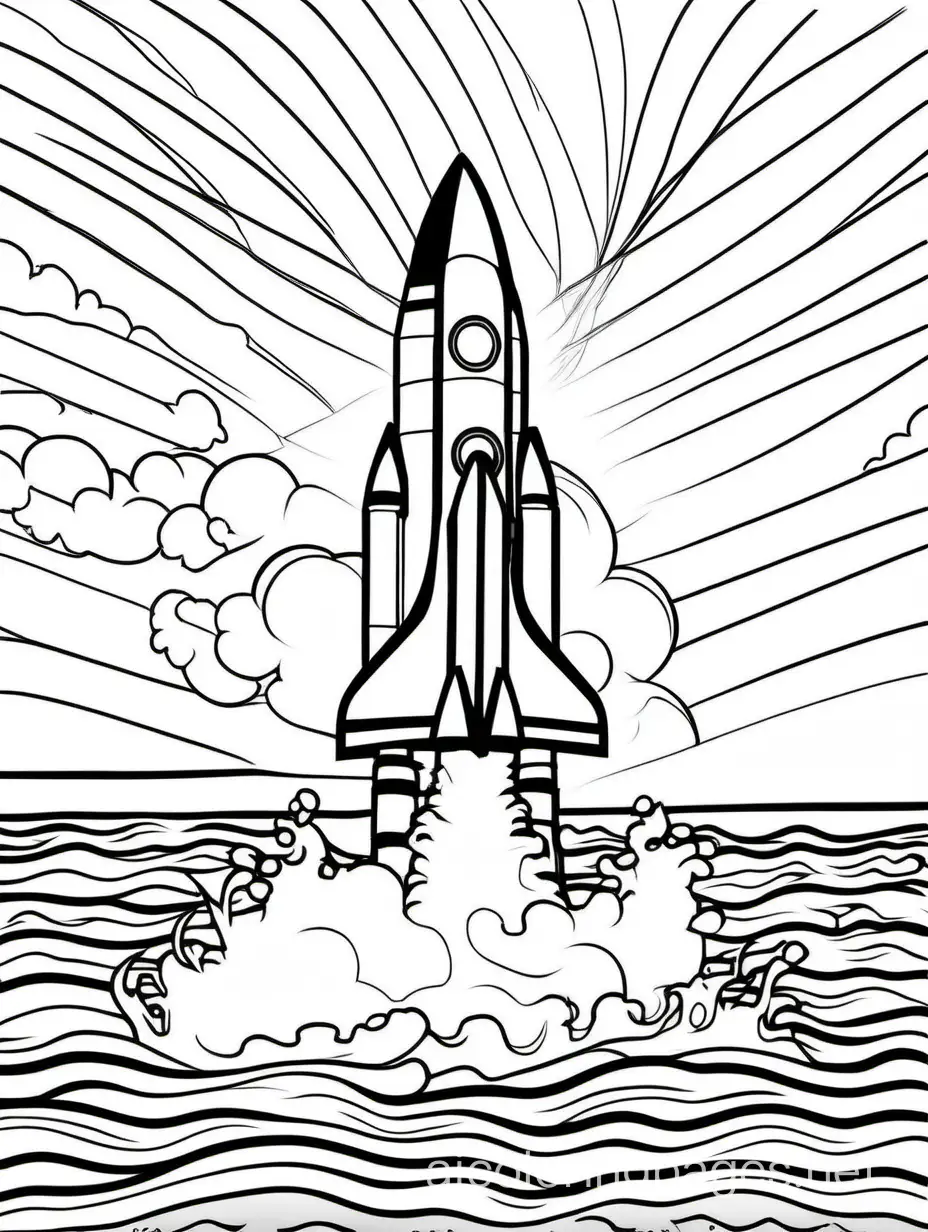 Cape-Canaveral-Rocket-Launch-at-Florida-Beach-Coloring-Page