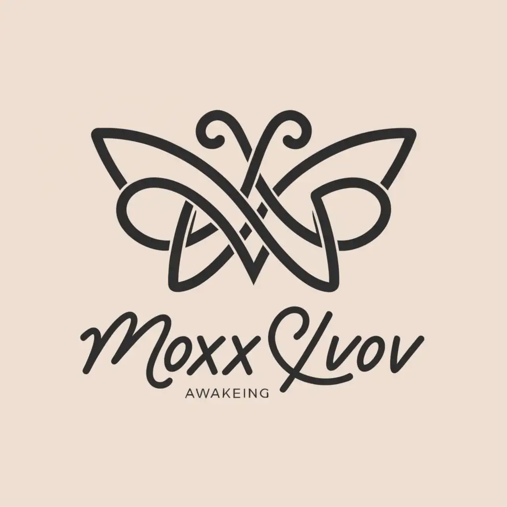a logo design,with the text "moxyluv", main symbol:awakening butterfly celtic,Minimalistic,be used in Beauty Spa industry,clear background