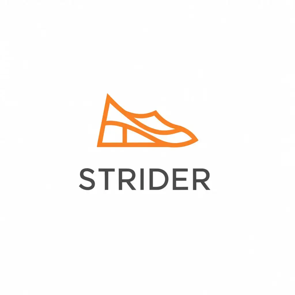 a logo design,with the text "STRIDER", main symbol:Shoe ,Moderate,clear background