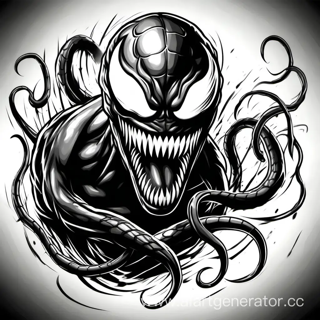 Venom-Symbiote-Unleashed-in-Monochromatic-Fury