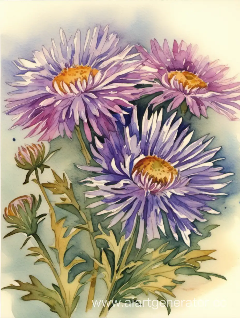 Asters-in-Watercolor-Charming-Floral-Postcard-Design