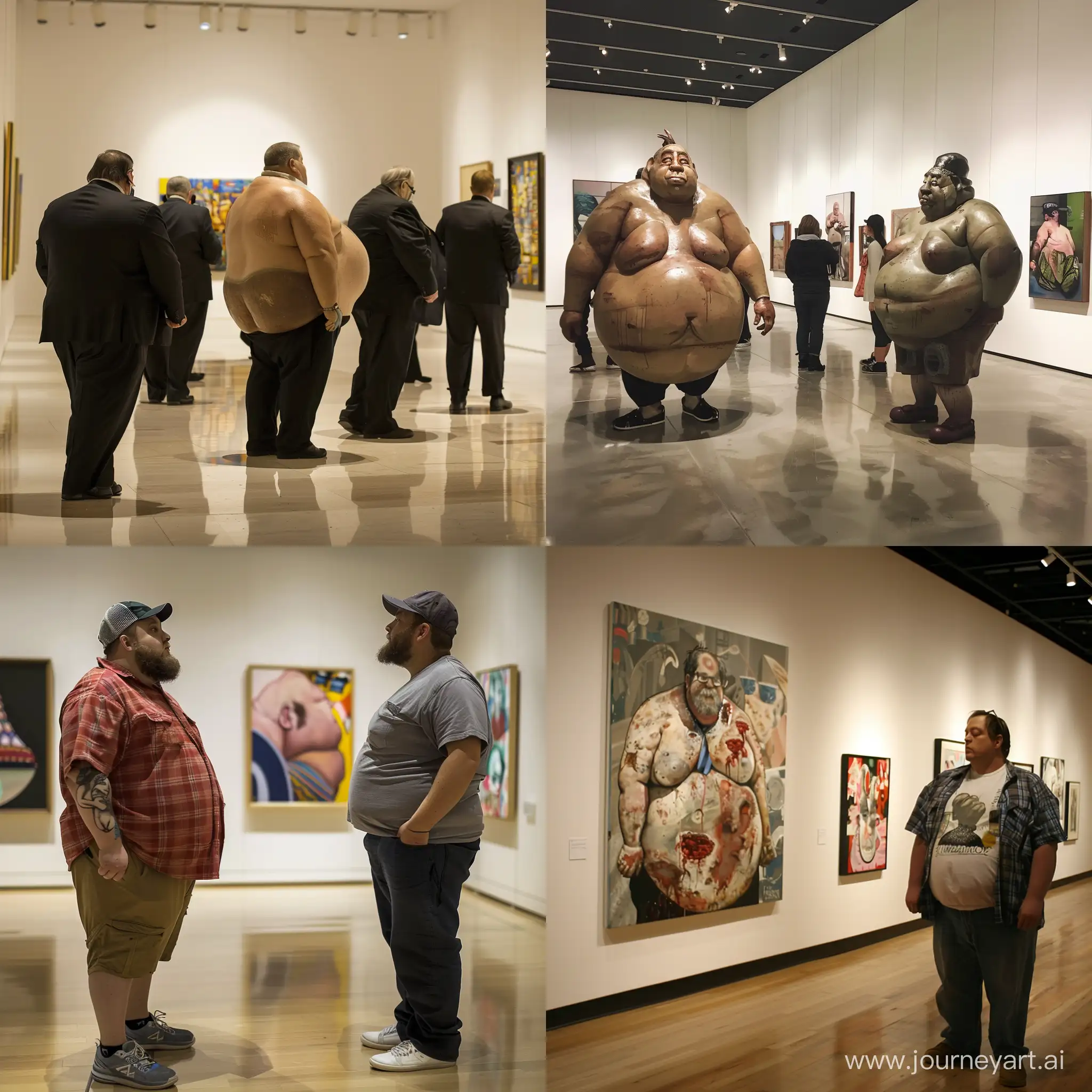 Толстые мужики в музее современного искусства