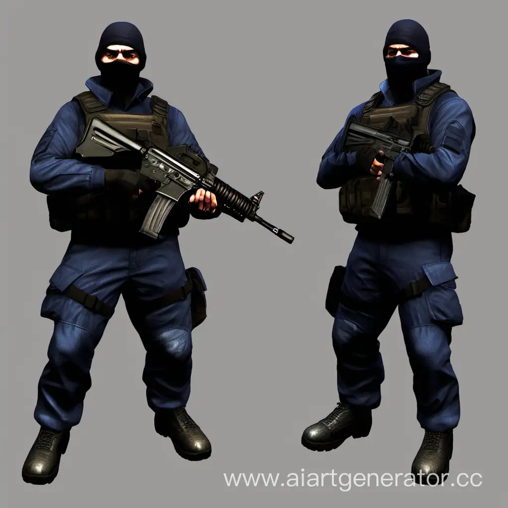 Контр-Террорист из игры Counter strike 1.6 , пожимает плечами, 2D моделька , Руки сложены