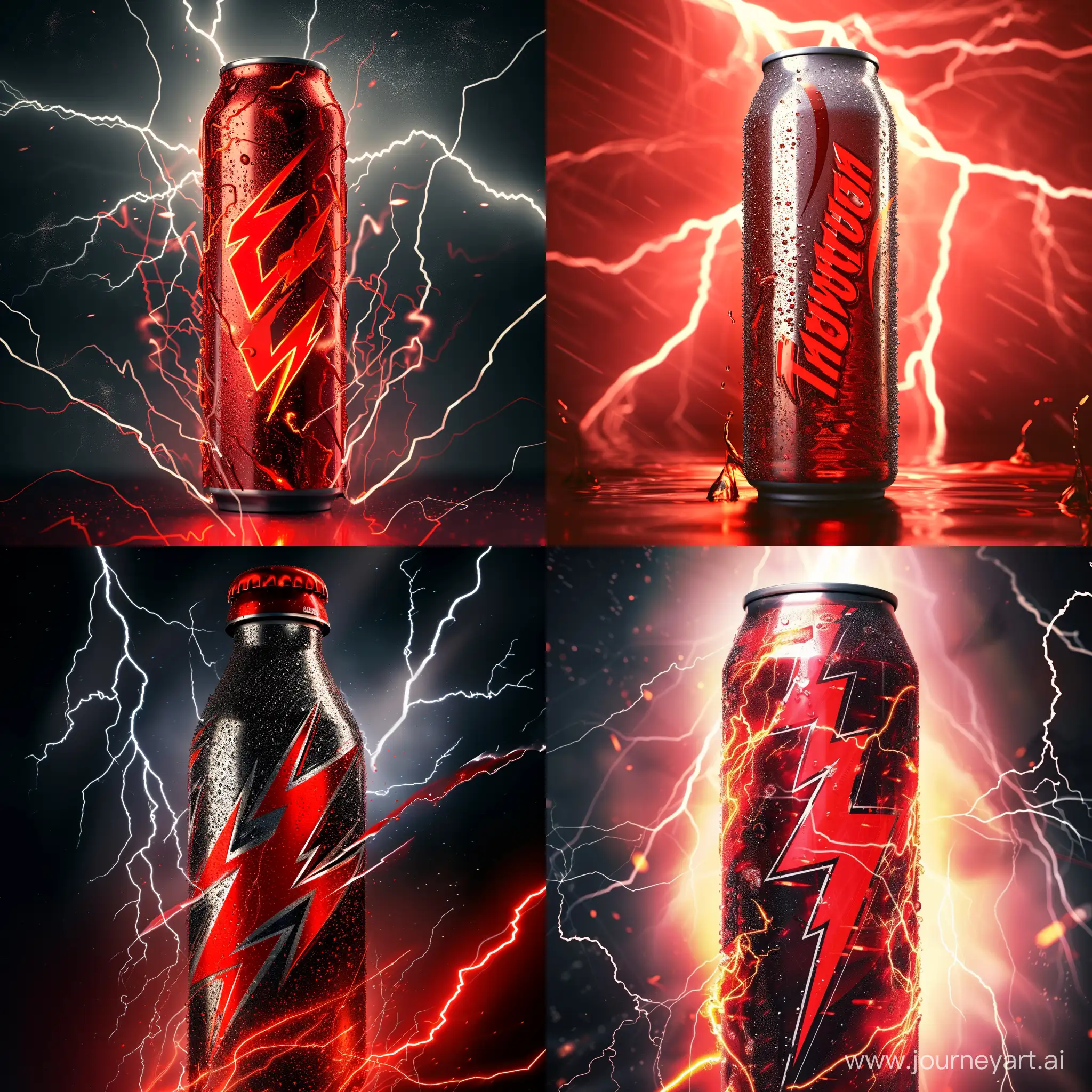 energy drink with red thunder logo with energetic background with thunder