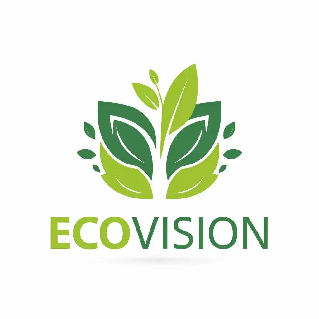 logo, leaves, plants, green, with the text "Eco Vision", typography