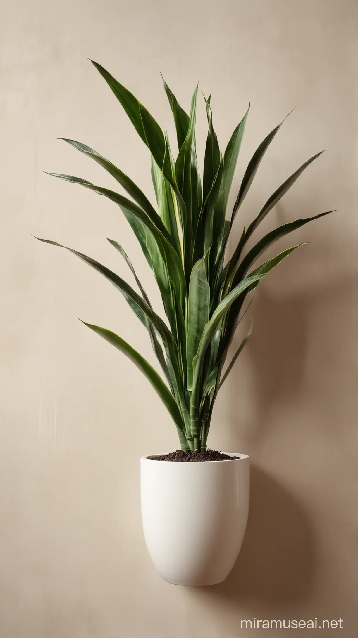 Modern Abstract Snake Plant Art in Decorative Pot