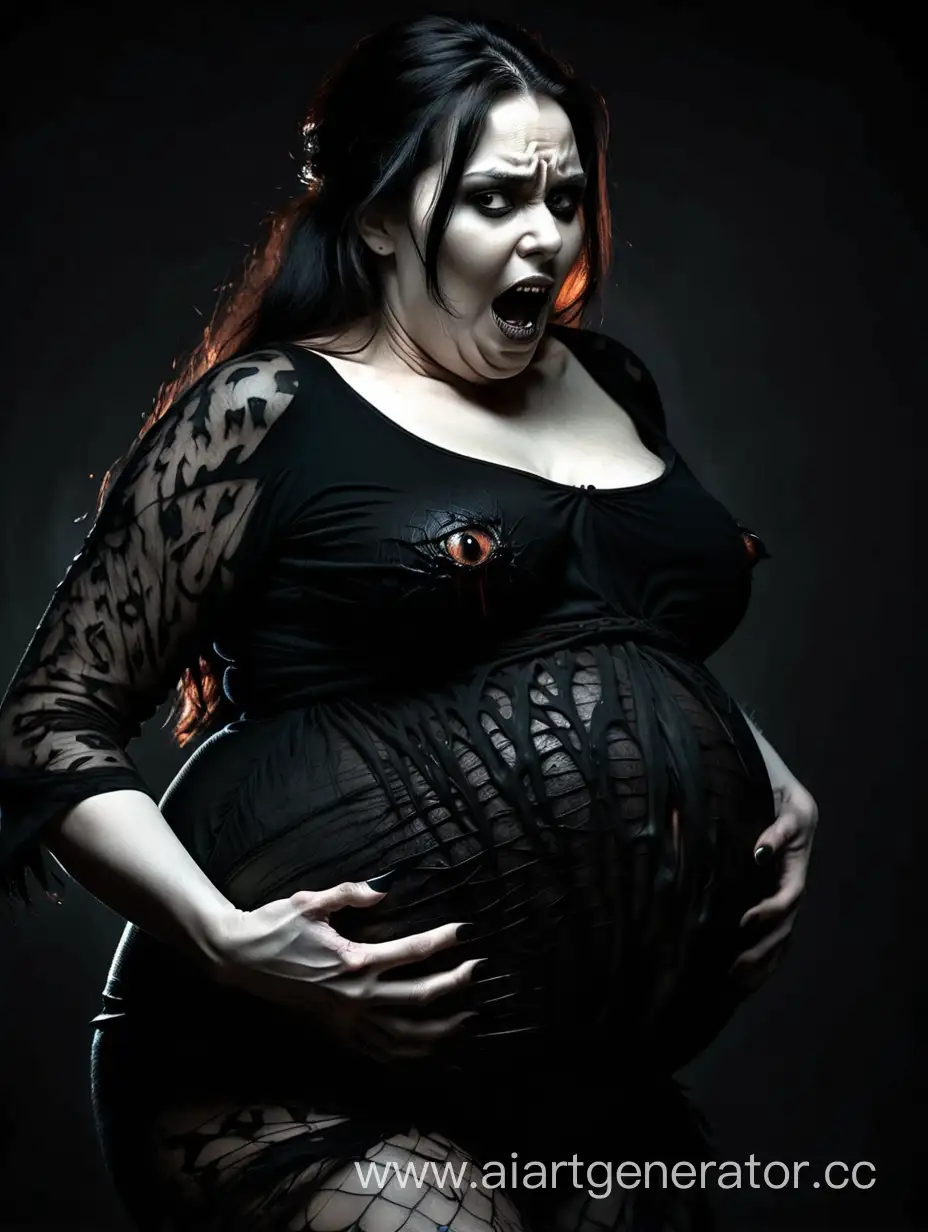 Pregnant-Woman-in-Black-Embracing-Belly-with-Assertive-Stance