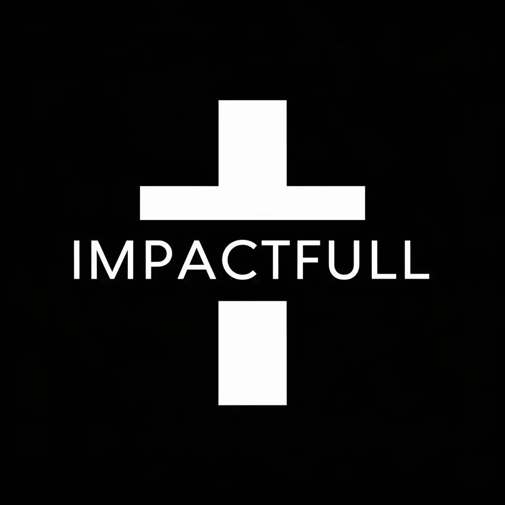 logo, a Cross, with the text "IMPACTFULL", typography, be used in Religious industry