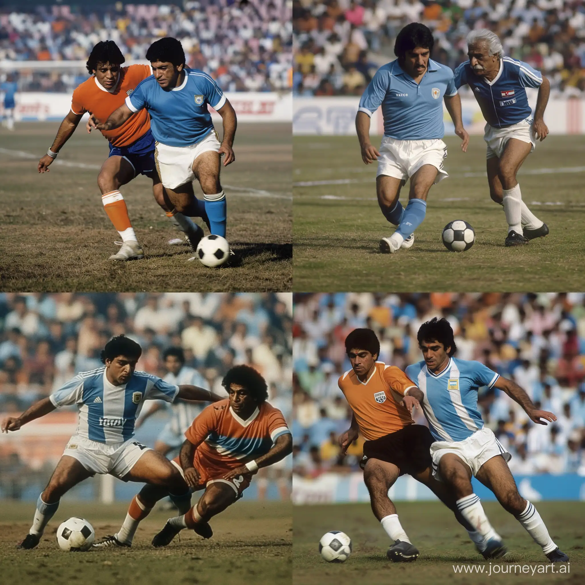 Diago Maradona is playing football with pele in india