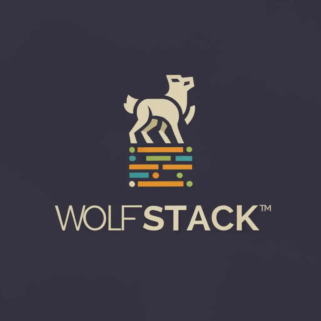 a logo design,with the text 'Wolfstack', main symbol:software,Moderate, be used in Education industry, clear background wolf on softwares or laptops