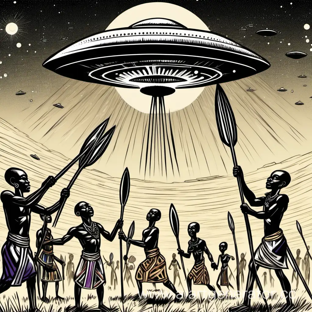 African-Warriors-Engage-in-UFO-Encounter