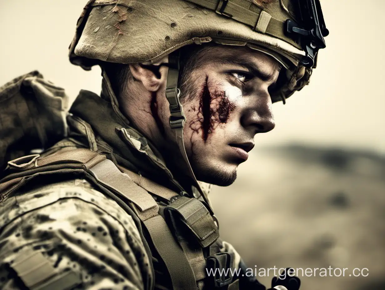 Раненый солдат смотрит вдаль