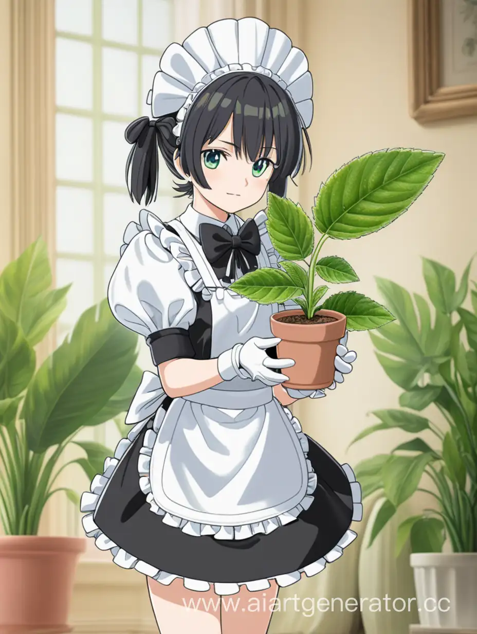 Elegant-Plant-in-Maid-Costume-Botanical-Beauty-in-Classic-Attire