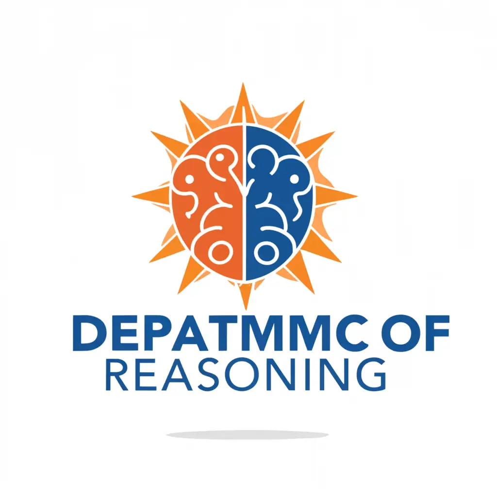 a logo design,with the text "department of reasoning", main symbol:blue, orange, sun, brain,Minimalistic,be used in Education industry,clear background