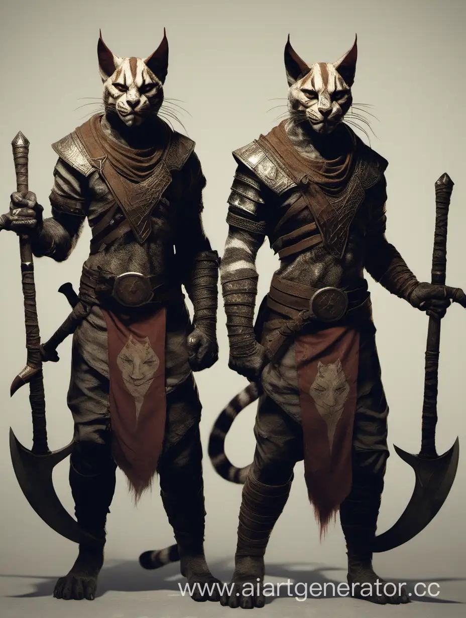 Khajiit-Twins-with-War-Paint-and-Axes