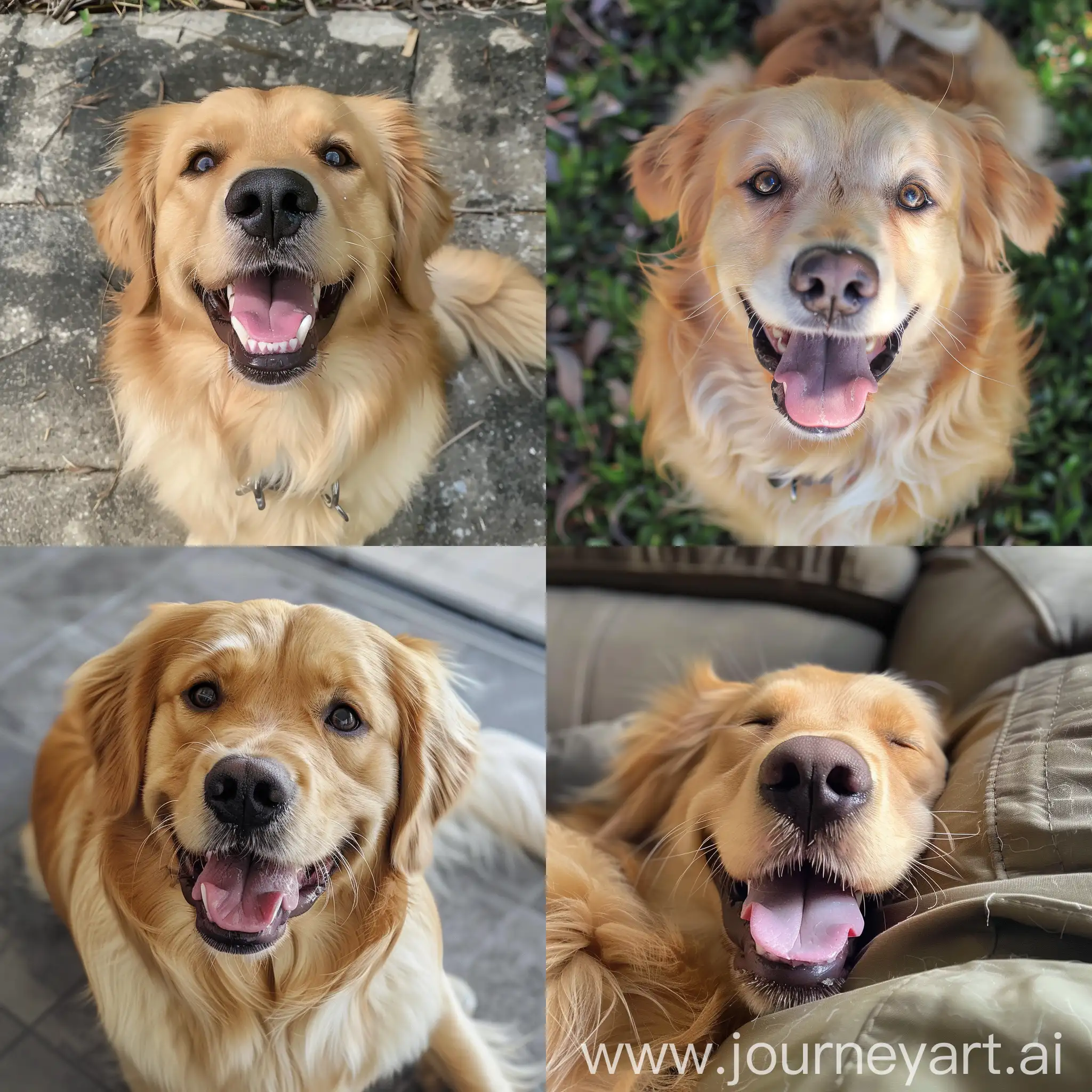 Happy and chubby american golden retriever