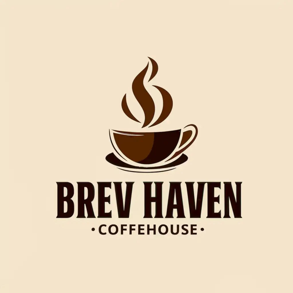 a logo design,with the text "Brew Haven", main symbol:Beans, Coffee cup, smoke,Minimalistic,be used in Restaurant industry,clear background