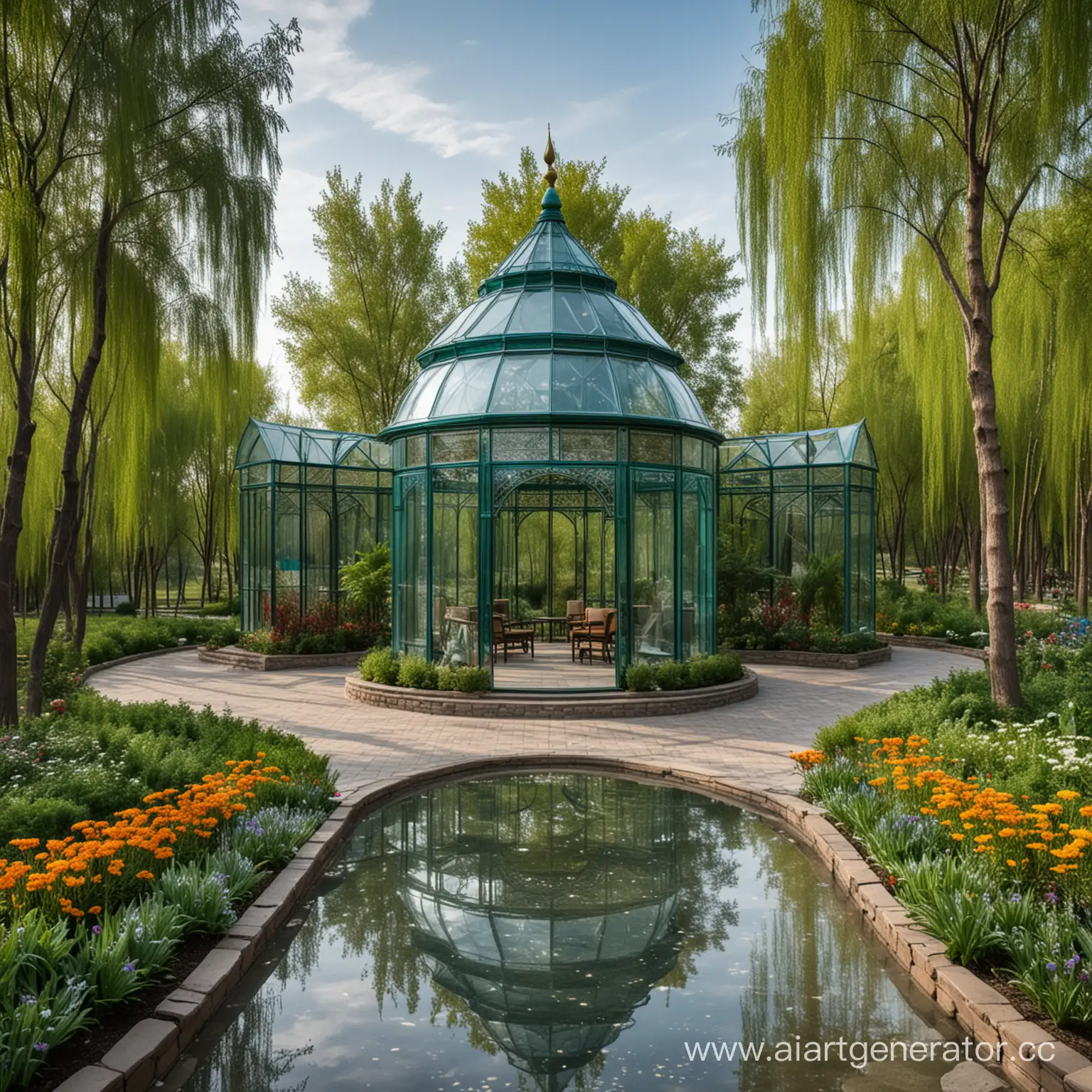 It’s a big  glass garden like a pavilion with lots of plants. It has aspects of Kazakh culture and there are places for meeting, master class and exhibition 