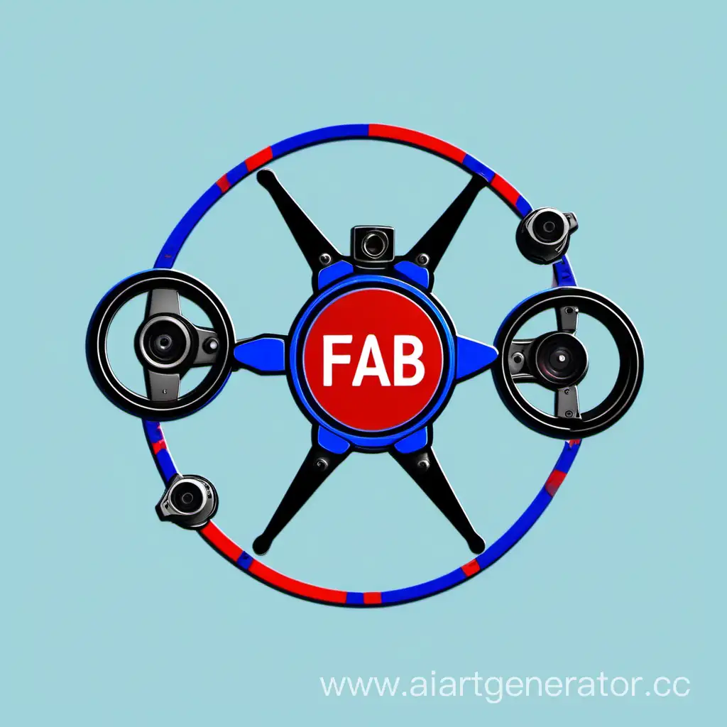 Сломанный fpv дрон в красно синем круге с надписью НЕ ФАБ