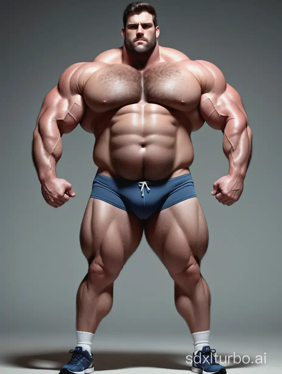 White skin and massive muscle stud, much bodyhair. Huge and giant and Strong body. Very Long and strong legs. 2m tall. very Big Chest. very Big biceps. 8-pack abs. Very Massive muscle Body. Wearing underwear. he is giant tall. very fat. very fat. very fat. Full Body diagram. long legs. long legs. long legs. raise his arms to show his strong biceps. raise his arms to show his giant biceps.