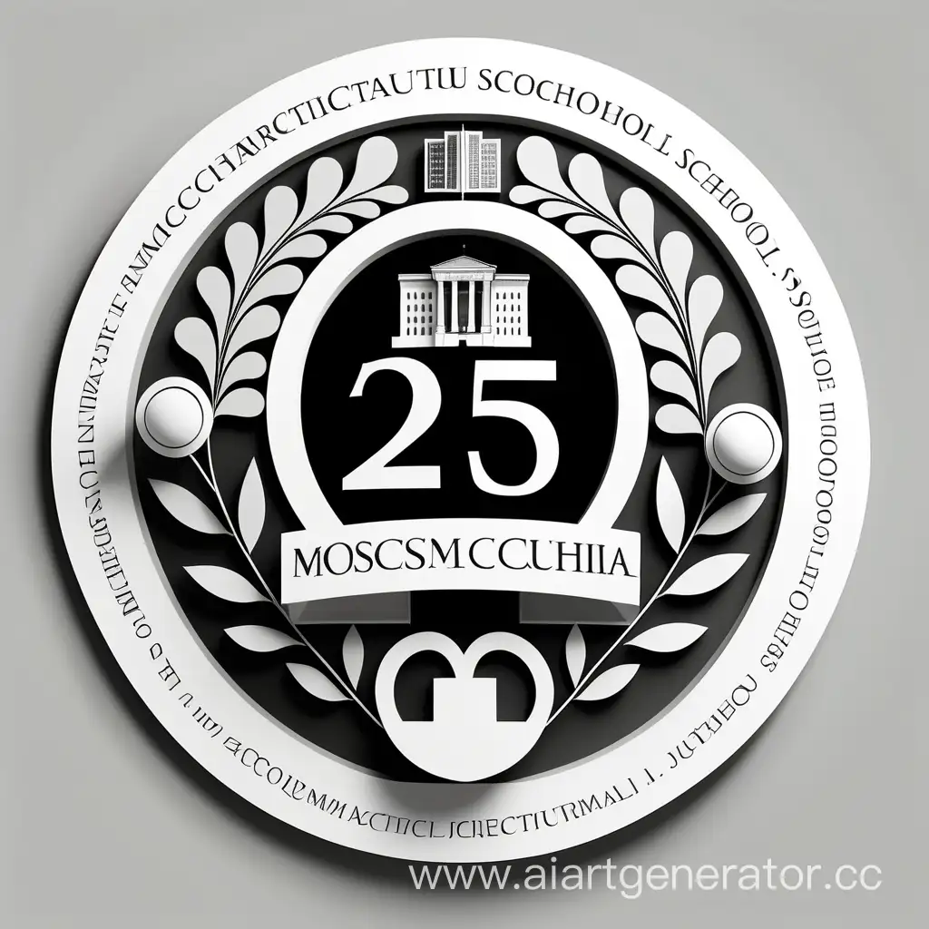 черно-белая юбилейная эмблема архитектурной школы "275 лет московской архитектурной школе" минимализм