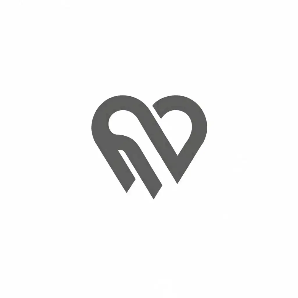 a logo design,with the text "RV", main symbol:RV, Heart,Minimalistic,be used in Technology industry,clear background