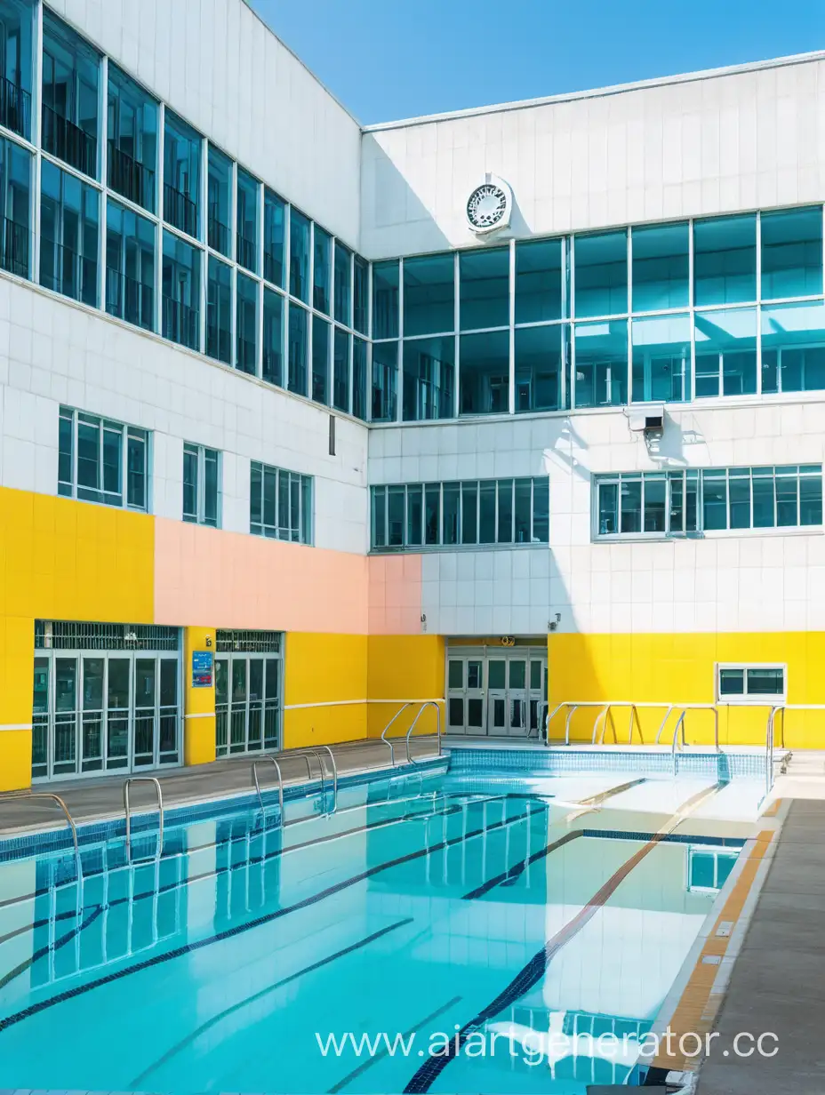Школа с бассейном в ярких красках 