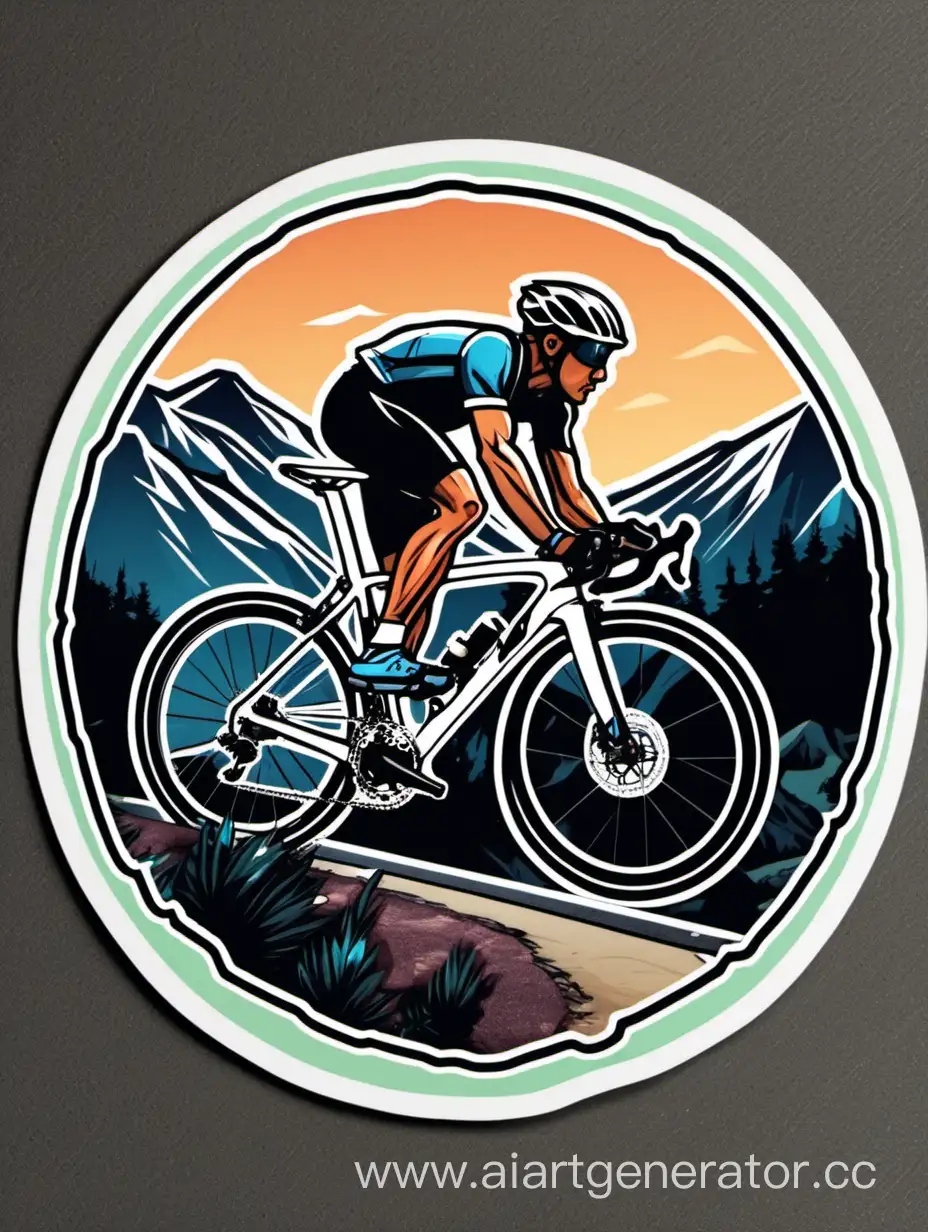 Mountainous-Adventure-with-a-Road-Bike-Sticker