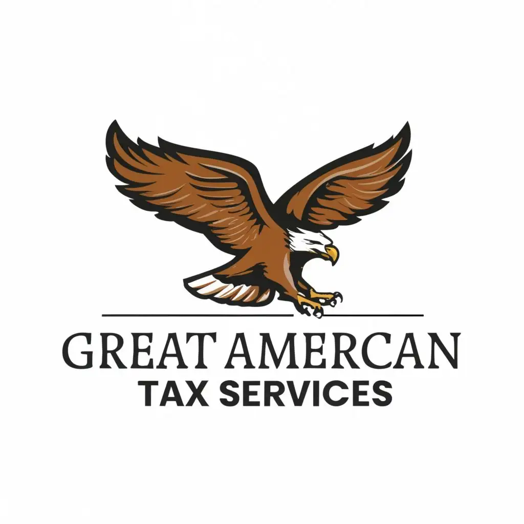 LOGO-Design-For-Great-American-Tax-Services-Bold-Eagle-Symbolizing-Trust-Authority-with-Finance-Typography