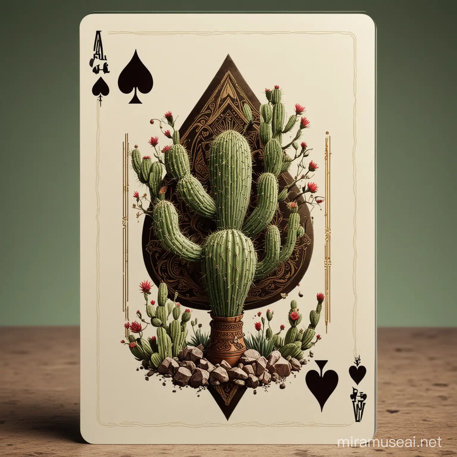 Redesigned Ace of Spades Playing Card with Cacti
