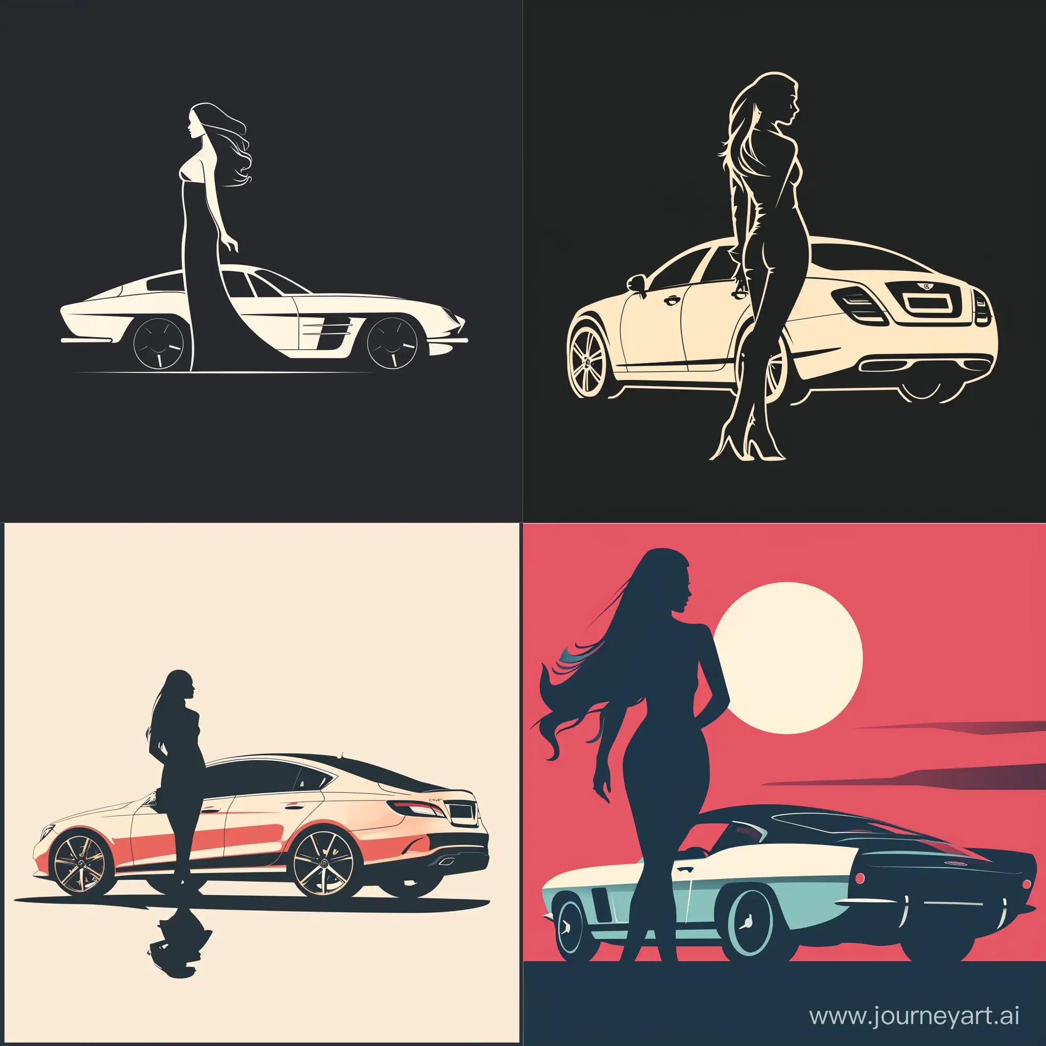 Modern-and-Refined-Graceful-Journeys-with-Car-and-Female-Silhouette
